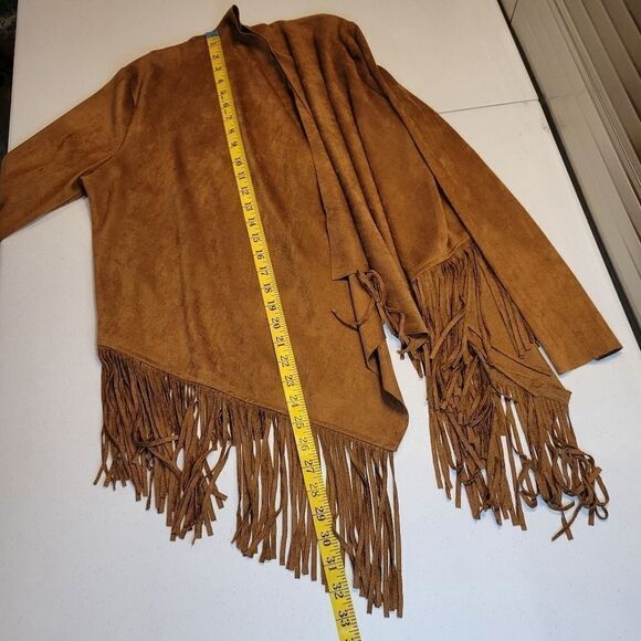 Lady's World Fringe Jacket Faux Suede Boho Hippie Western Women's Medium - Picture 5 of 8